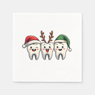 Dentist Dental Christmas Santa Floss Xmas Tree Napkin