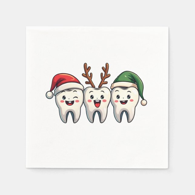 Dentist Dental Christmas Santa Floss Xmas Tree Napkin (Front)