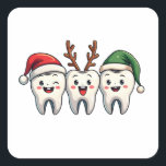 Dentist Dental Christmas Santa Floss Xmas Tree Square Sticker<br><div class="desc">floss christmas design,  christmas floss graphic,  dental holiday art,  teeth with santa hat,  dentist christmas design,  festive dental art,  floss with santa hat,  christmas dental theme,  holiday floss design,  santa hat floss graphic</div>