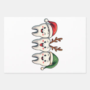 Dentist Dental Christmas Santa Floss Xmas Tree Wrapping Paper Sheet