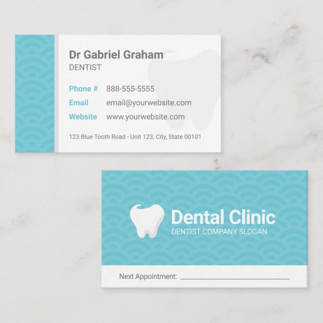 Dentist Dental Clinic Appointment Business Card (Front/Back)