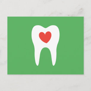 Dentist dental clinic appointment reminder, green postcard