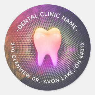 Dentist Dental Clinic Chic Rose Gold Tooth Address Classic Round Sticker