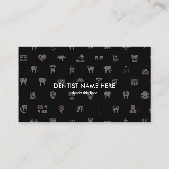 Dentist dental clinic icons pink business card (Front)