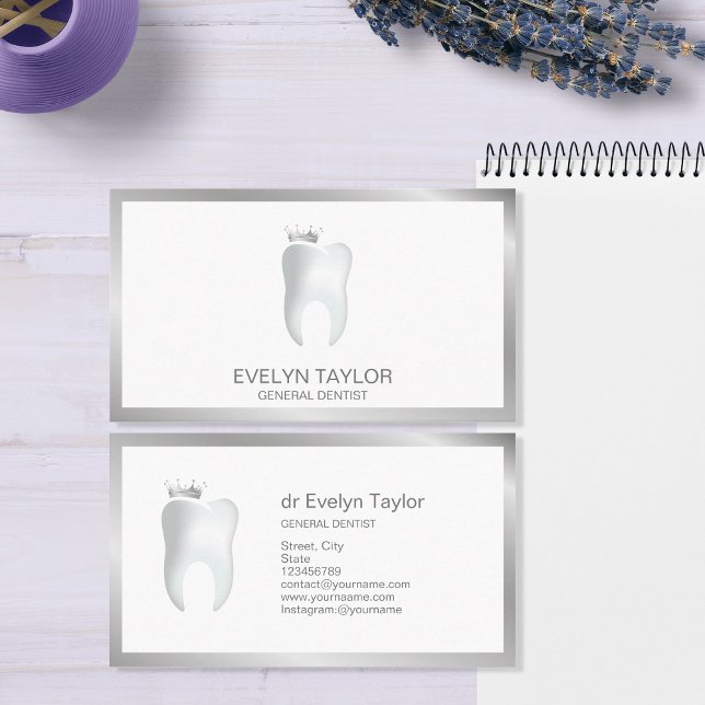 Dentist Dental Clinic teeth Whitening Smile Crown Business Card (Creator Uploaded)