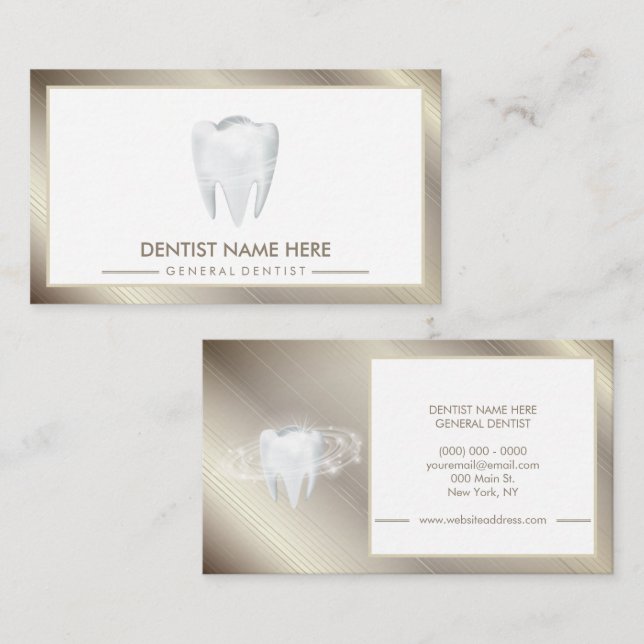 Dentist Dental Clinic teeth Whitening Smile Metal Business Card (Front/Back)