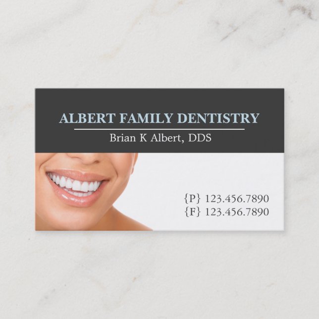 Dentist Dental Dentistry Doctor Smile Business Business Card (Front)