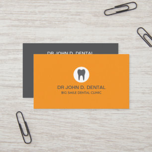 Dentist, dental grey business card with tooth logo
