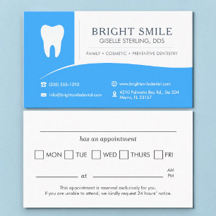 Dentist Dental Office Blue Appointment Business Card