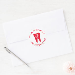 Dentist dental office tooth logo envelope sealers classic round sticker