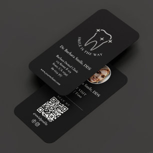 Dentist Dental Orthodontist Aesthetic Black Grey Business Card