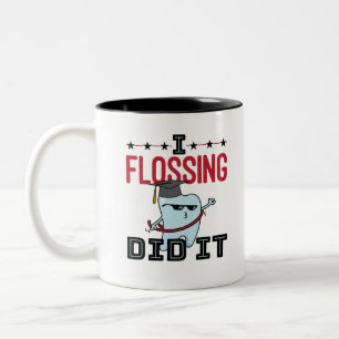 Dentist Dental School Graduation Funny Flossing Two-Tone Coffee Mug