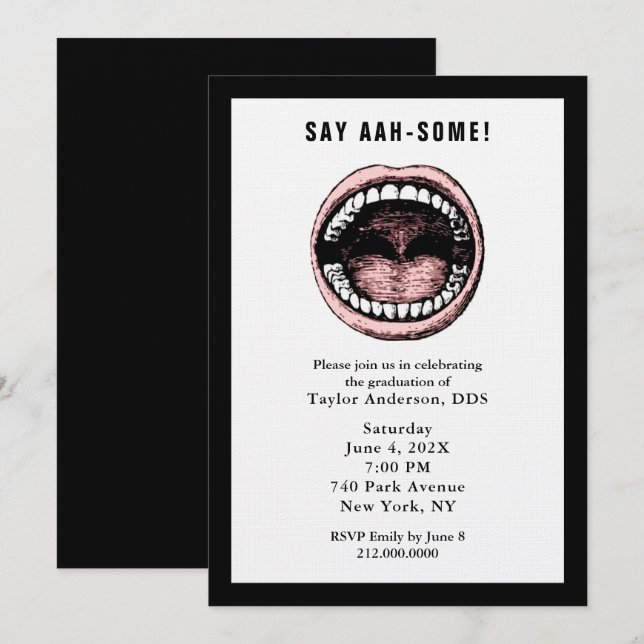 Dentist Dental School Graduation Party Invitation (Front/Back)