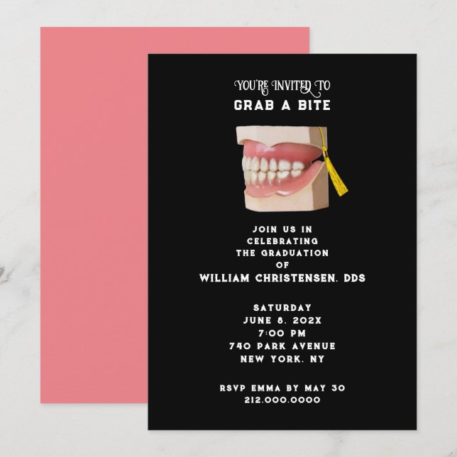 Dentist Dental School Graduation Party Invitation (Front/Back)