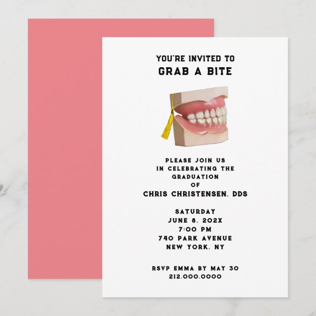 Dentist Dental School Graduation Party Invitation (Front/Back)