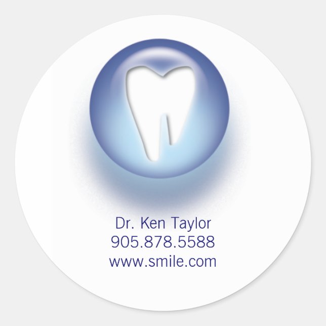 Dentist / Dental Tooth Logo Sticker Blue (Front)