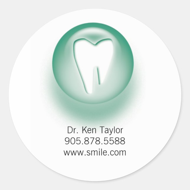 Dentist / Dental Tooth Logo Sticker Green (Front)
