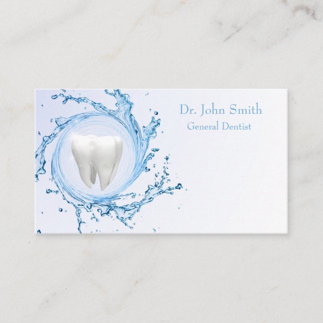 Dentist Dental Tooth Water Professional Business Card (Front)