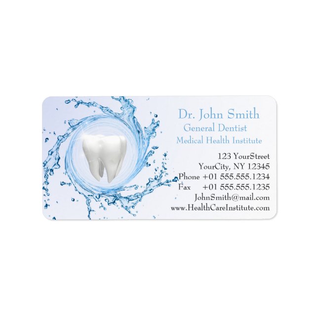 Dentist Dental Tooth Water Professional Label (Front)