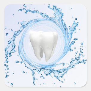 Dentist Dental Tooth Water Professional Square Sticker