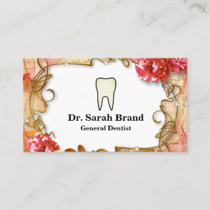Dentist Elegant Floral Tooth Dental Care Business Card