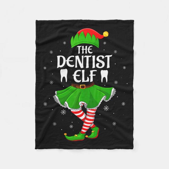 Dentist Elf Christmas Family Girls Women Elf Squad Fleece Blanket (Front)