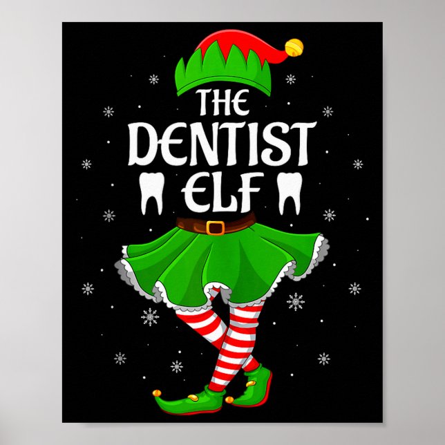 Dentist Elf Christmas Family Girls Women Elf Squad Poster (Front)
