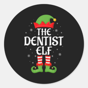 Dentist Elf Xmas Family Matching Elf Squad Christm Classic Round Sticker