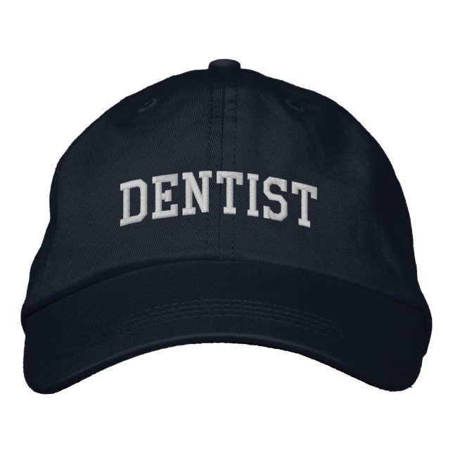 Dentist Embroidered Hat Cap | Navy Blue & White (Front)