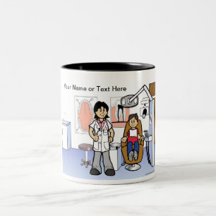 Dentist - Female Cartoon Two-Tone Coffee Mug