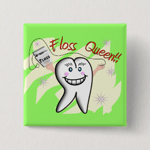 Dentist "Floss Queen" T-Shirts and Gifts 15 Cm Square Badge