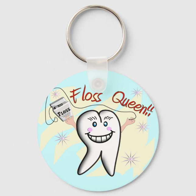 Dentist "Floss Queen" T-Shirts and Gifts Key Ring (Front)