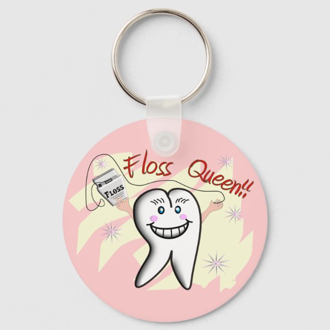 Dentist "Floss Queen" T-Shirts and Gifts Key Ring (Front)