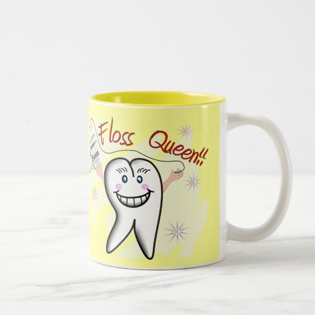 Dentist "Floss Queen" T-Shirts and Gifts Two-Tone Coffee Mug (Right)