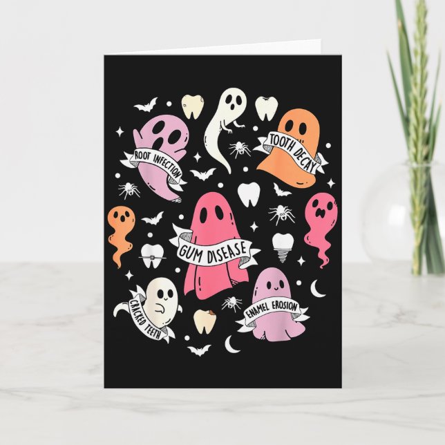 Dentist Ghost Soky Halloween Dental Hygienist Ista Card (Front)