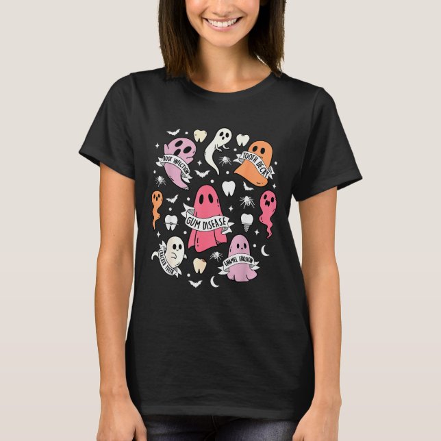 Dentist Ghost Soky Halloween Dental Hygienist Ista T-Shirt (Front)