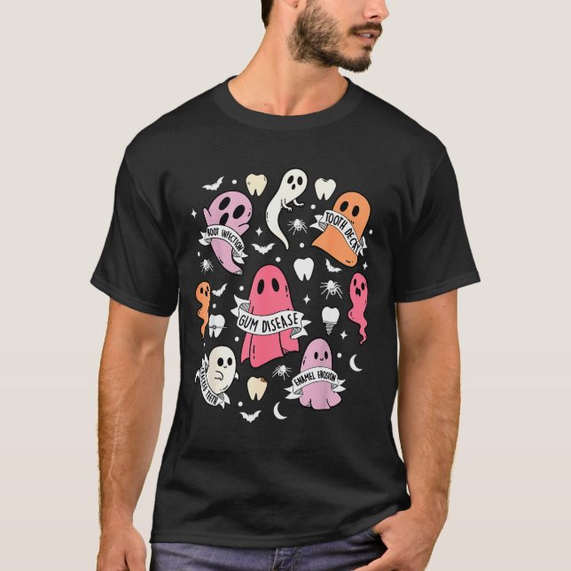 Dentist Ghost Soky Halloween Dental Hygienist Ista T-Shirt (Front)