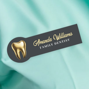Dentist Gold Logo Professional Name Tag