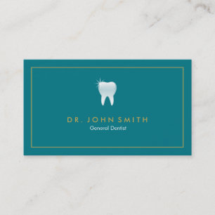 Dentist Golden Frame Turquoise Tooth Dental Appointment Card