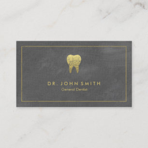 Dentist Grey Canvas Golden Frame & Tooth Appointment Card