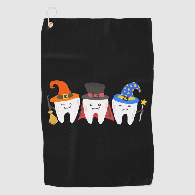 Dentist Halloween Teeth Dental Golf Towel (Front)