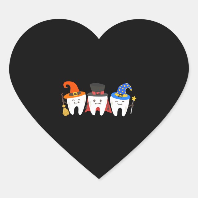 Dentist Halloween Teeth Dental Heart Sticker (Front)