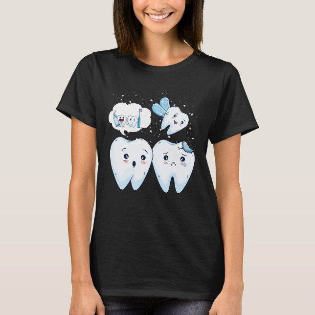 Dentist Happy Teeth Cute Fairy Dental Assistant T-Shirt (Front)