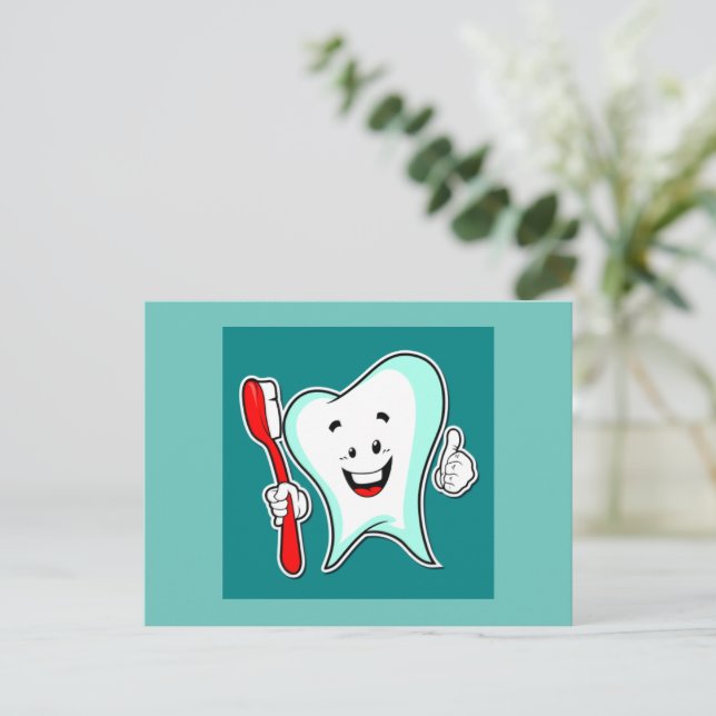 Dentist Happy Tooth Postcard (Standing Front)