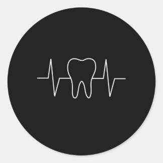 Dentist Hebeat Ekg Dental Hygienist Molar Tooth Classic Round Sticker