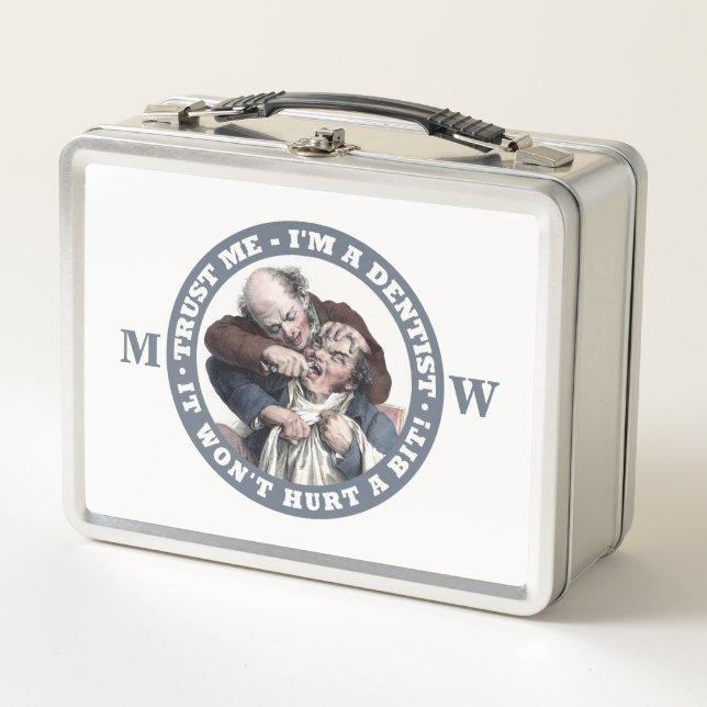 DENTIST humor custom monogram Metal Lunch Box (Front)