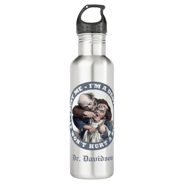 DENTIST humour custom monogram water bottles (Front)