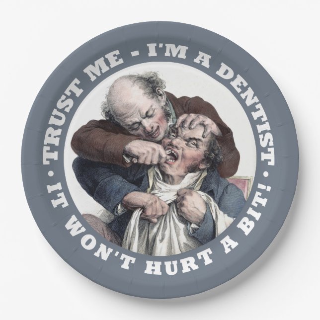 DENTIST humour paper plates (Front)