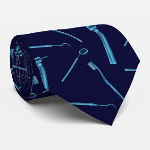 Dentist Hygienist Dental Tools Navy Blue Tie