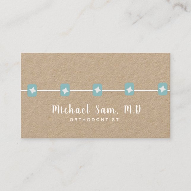 Dentist Hygienist Orthodontist Braces Tooth Kraft Business Card (Front)